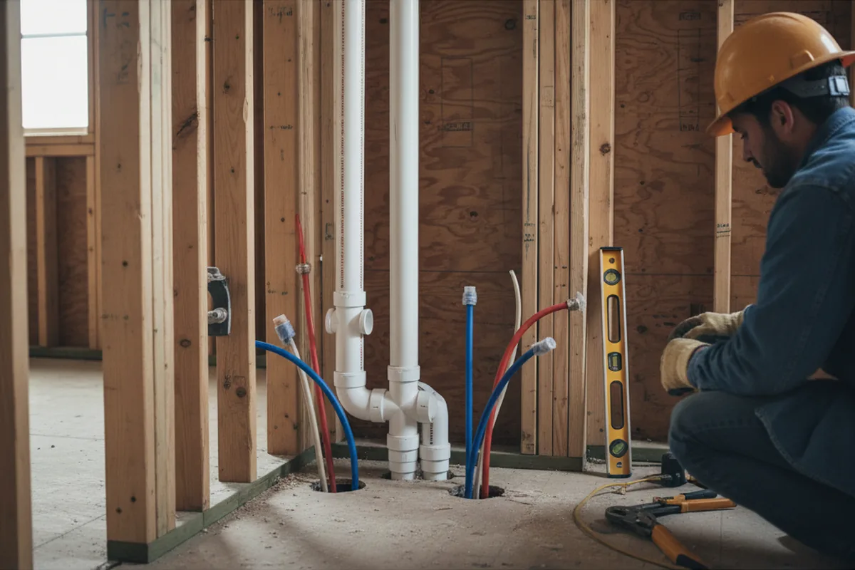 Drain and supply rough-in during Leak Detection in Maxatawny