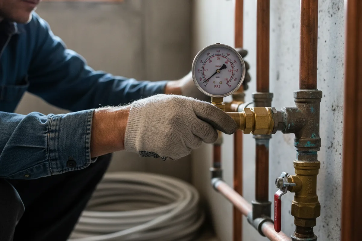 Pressure testing a repaired line during Water Line Repair in Maxatawny
